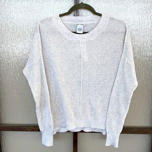 Sweet Romeo waffle knit lightweight crewneck sweater in oatmeal size small. NWT